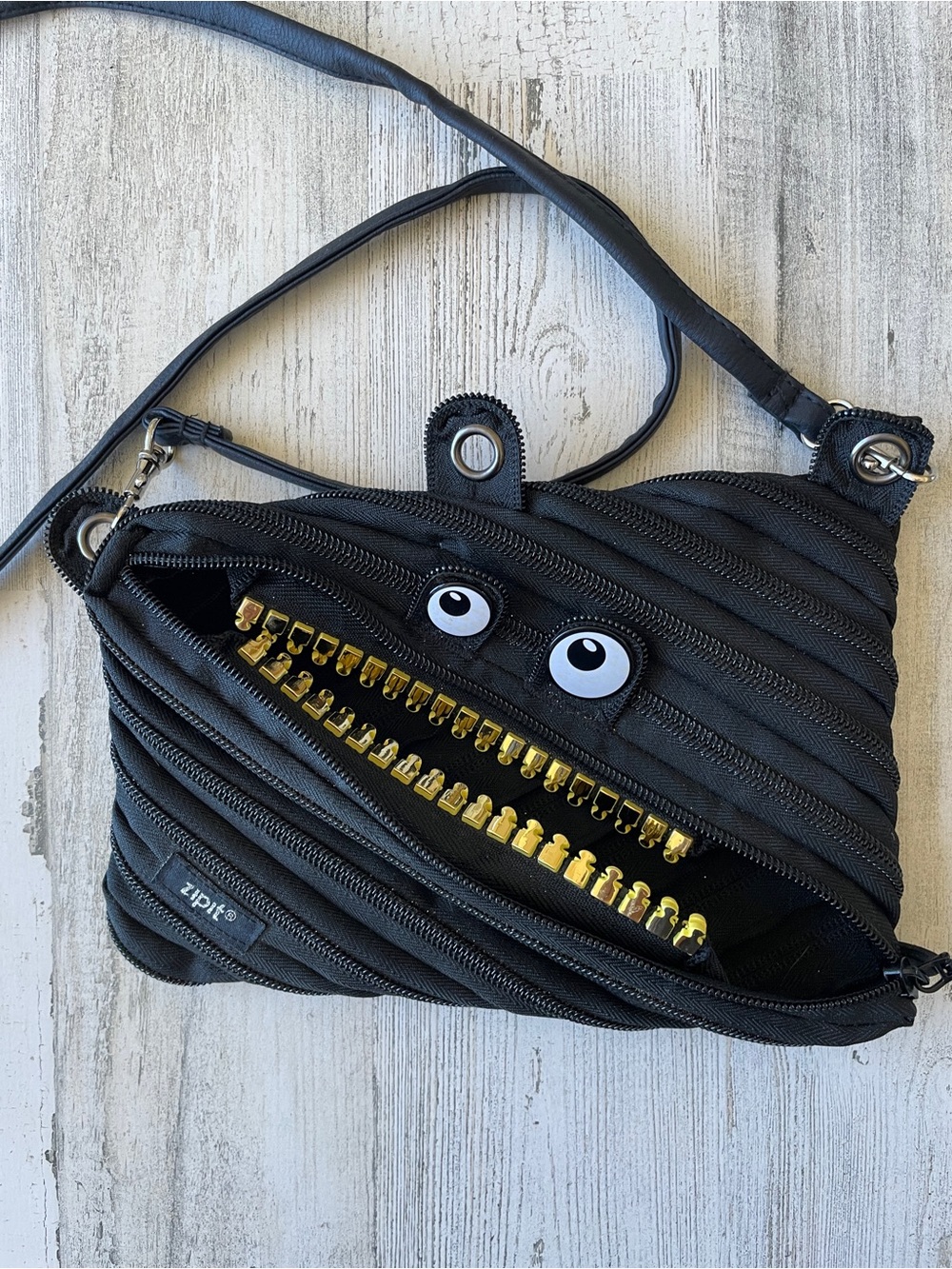 Zipit Black Monster Zip Crossbody Bag